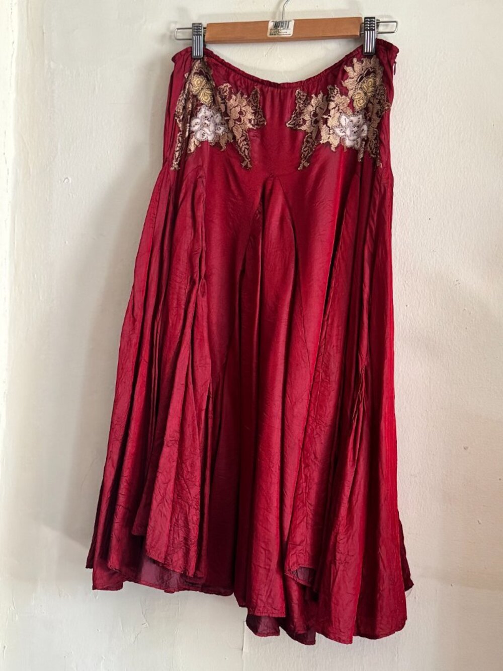 FLASH SALE only 8/15-8/16 Vintage Free People Dark Red A-Line Flowy Midi Skirt - Picture 6 of 13